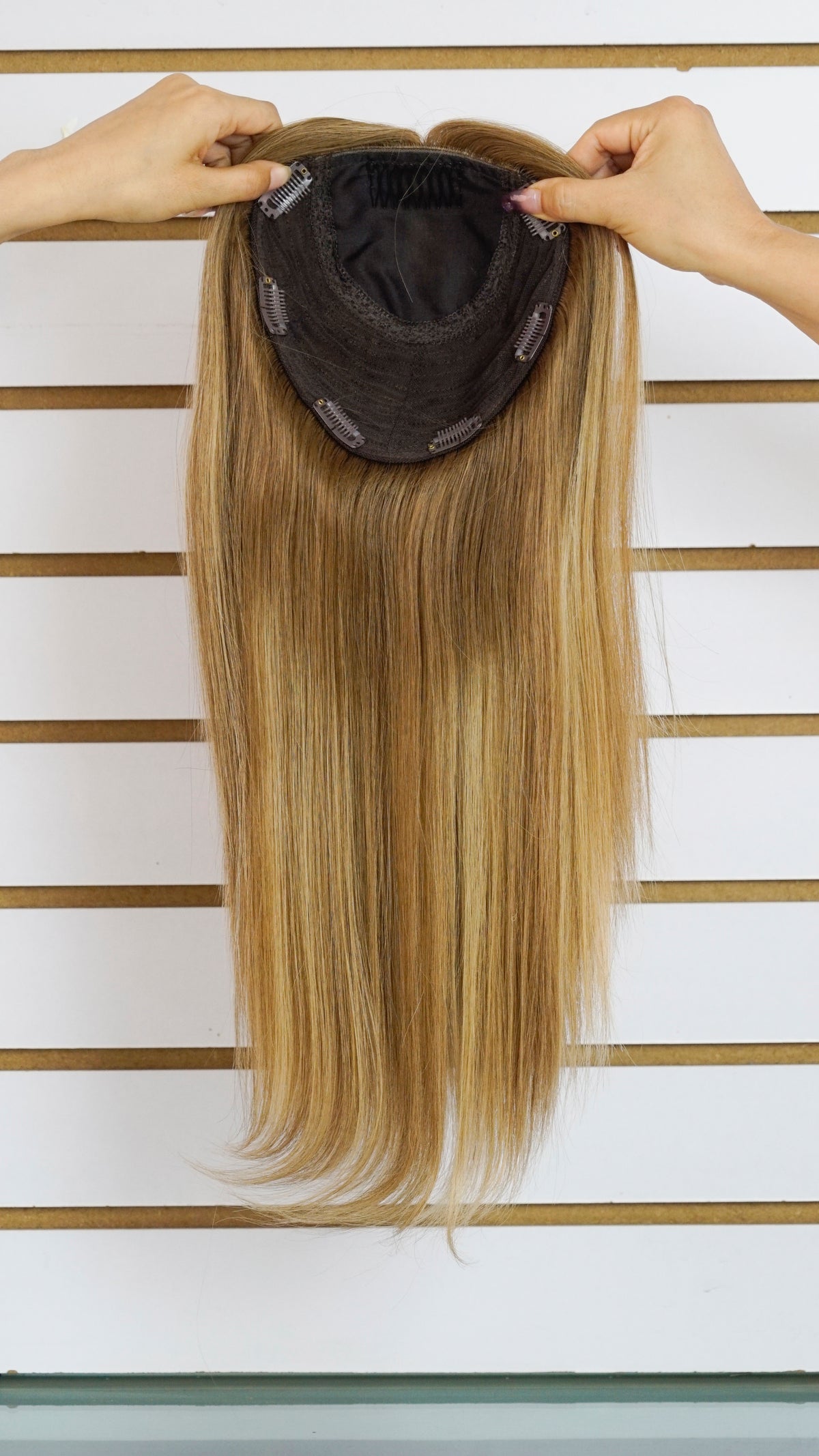 Dark Blonde Balayage Woman&#39;s Injection Human Hair Topper