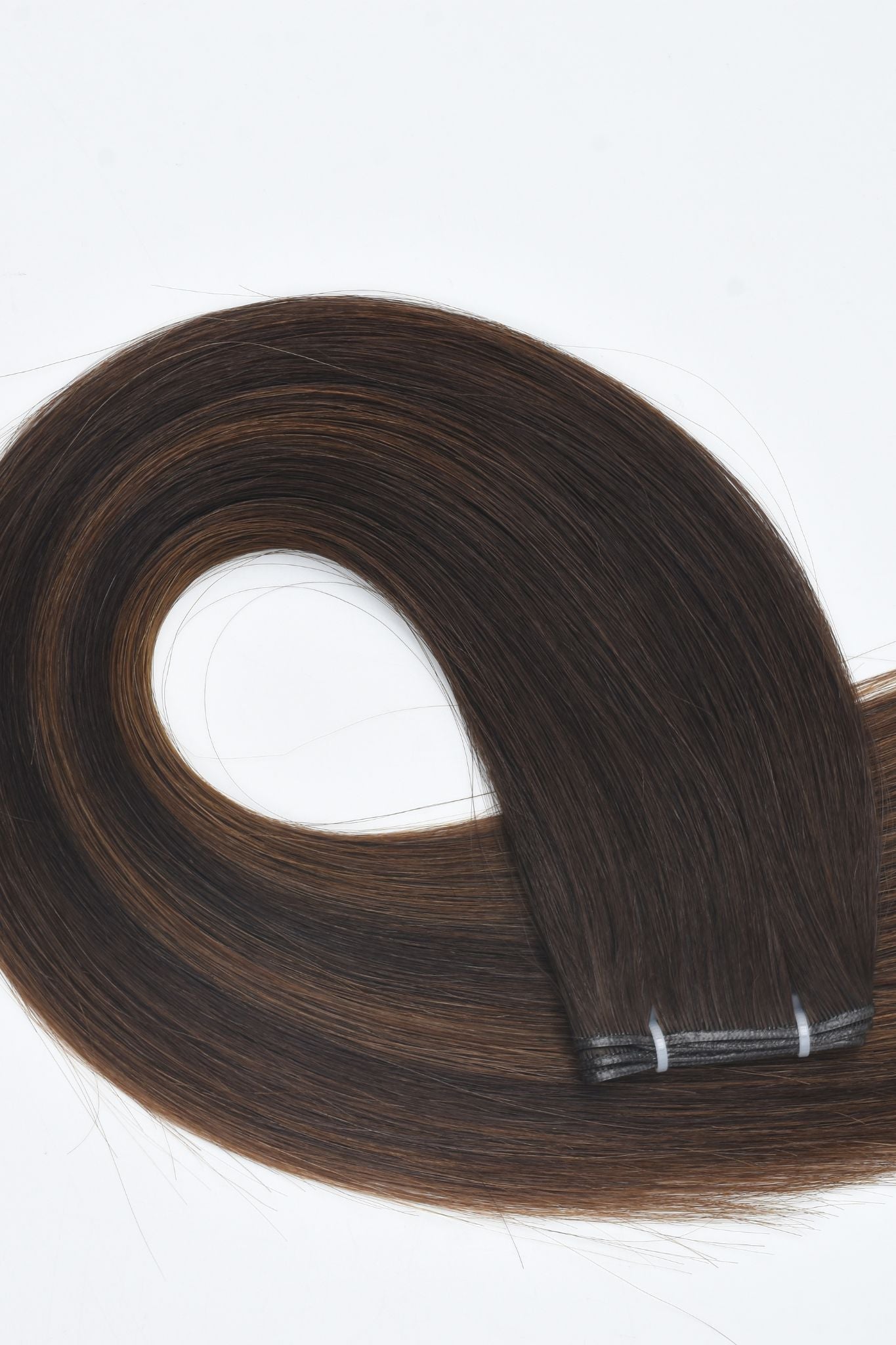 #Dark Brown Balayage Genius Weft Extensions