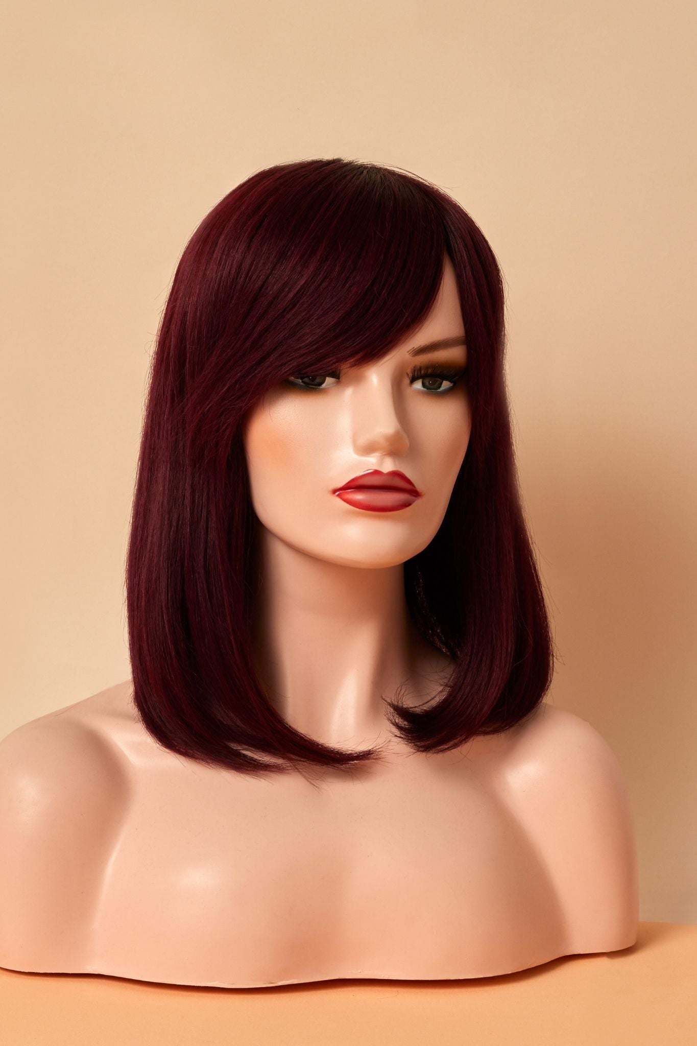 Off Black Burgundy Ombre Mono Top Human Hair Wig